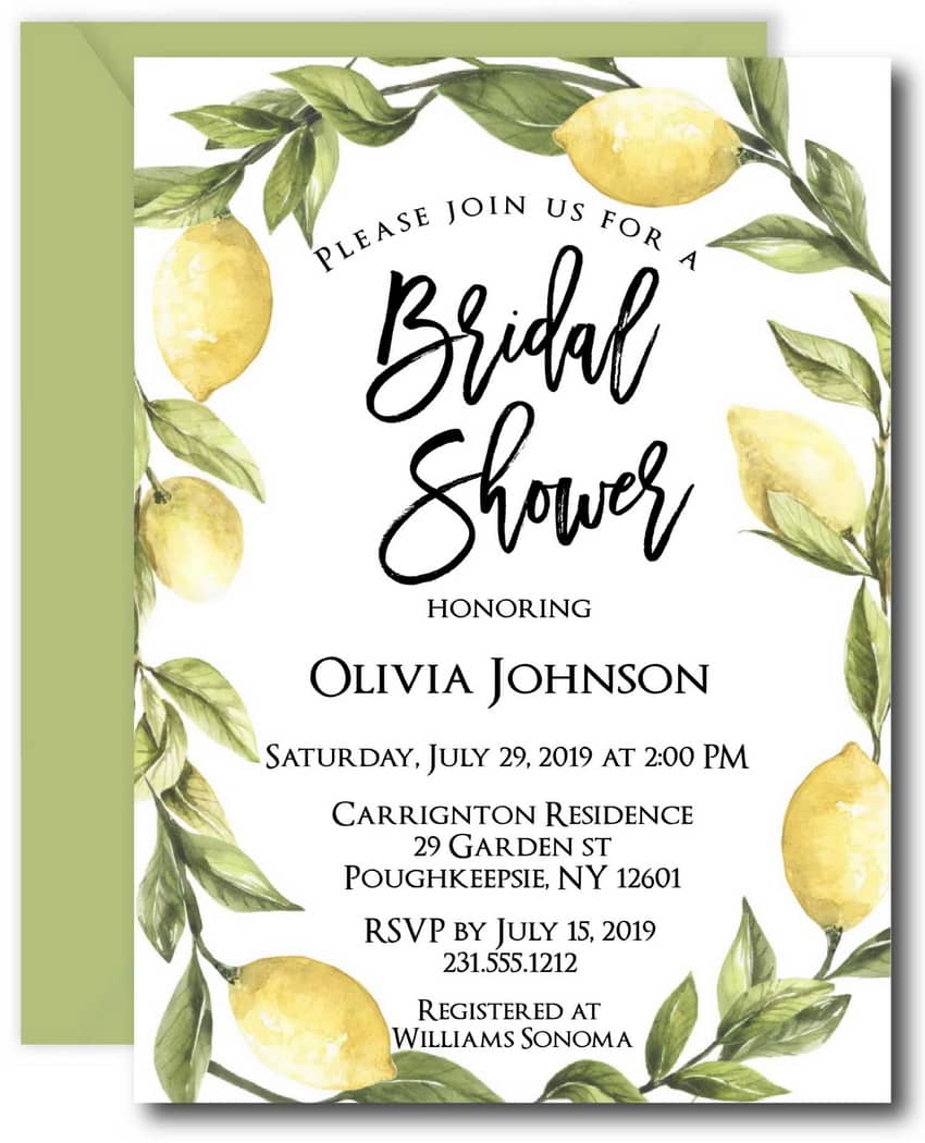 Lemon Bridal Shower Invitations