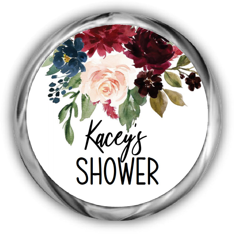 Navy Marsala Bridal Shower Kisses Stickers