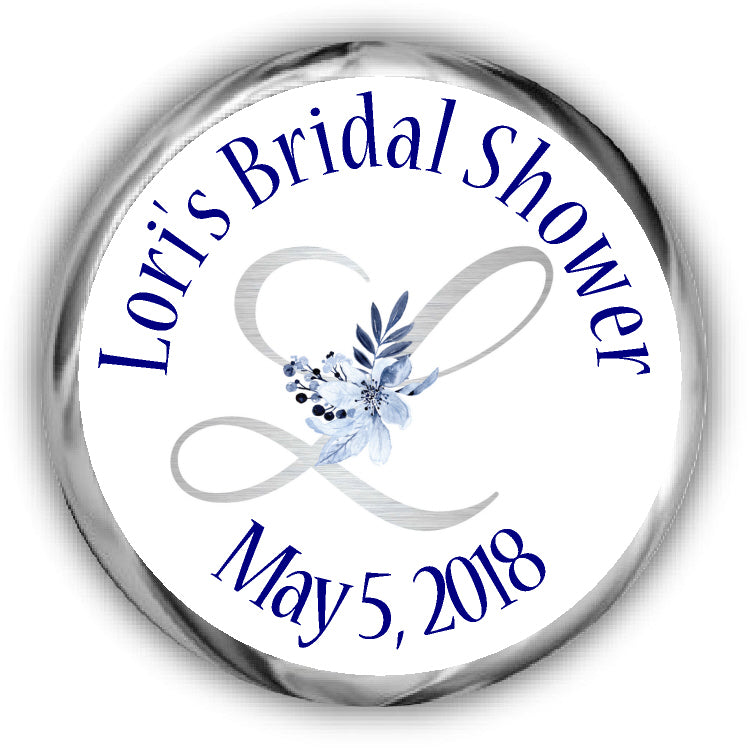 Navy Bridal Shower Hershey Kisses Stickers