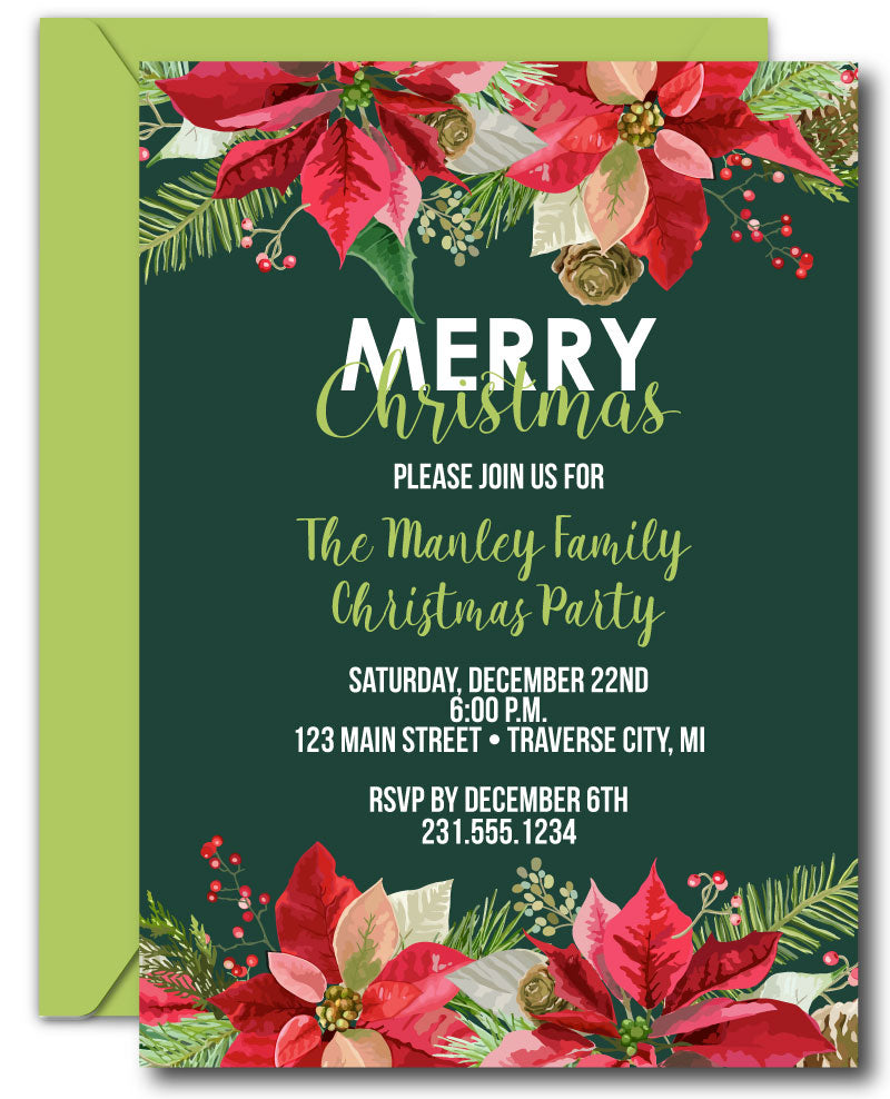 Poinsettia Christmas Invitations