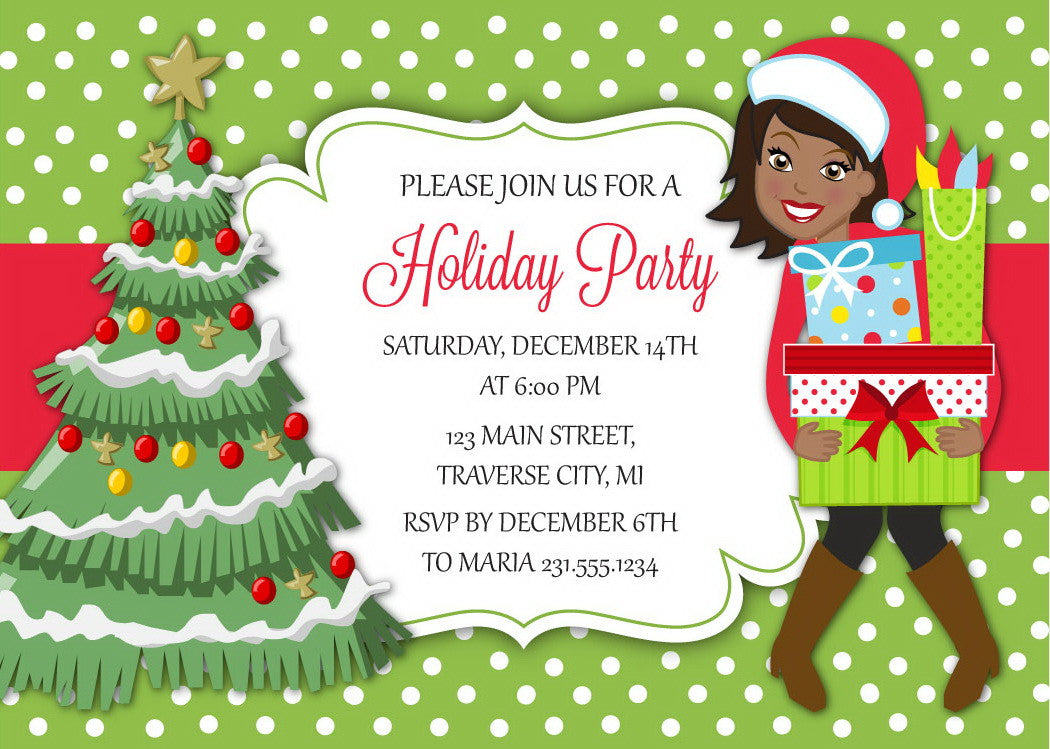 Shopper Christmas Invitations - African American
