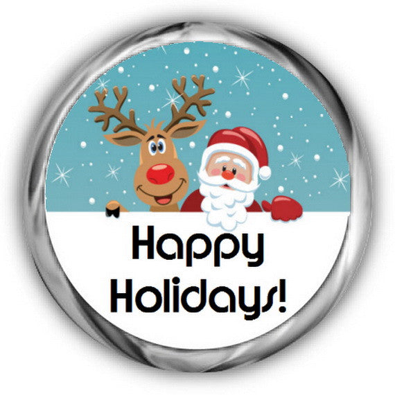 Reindeer Santa Christmas Kisses Stickers