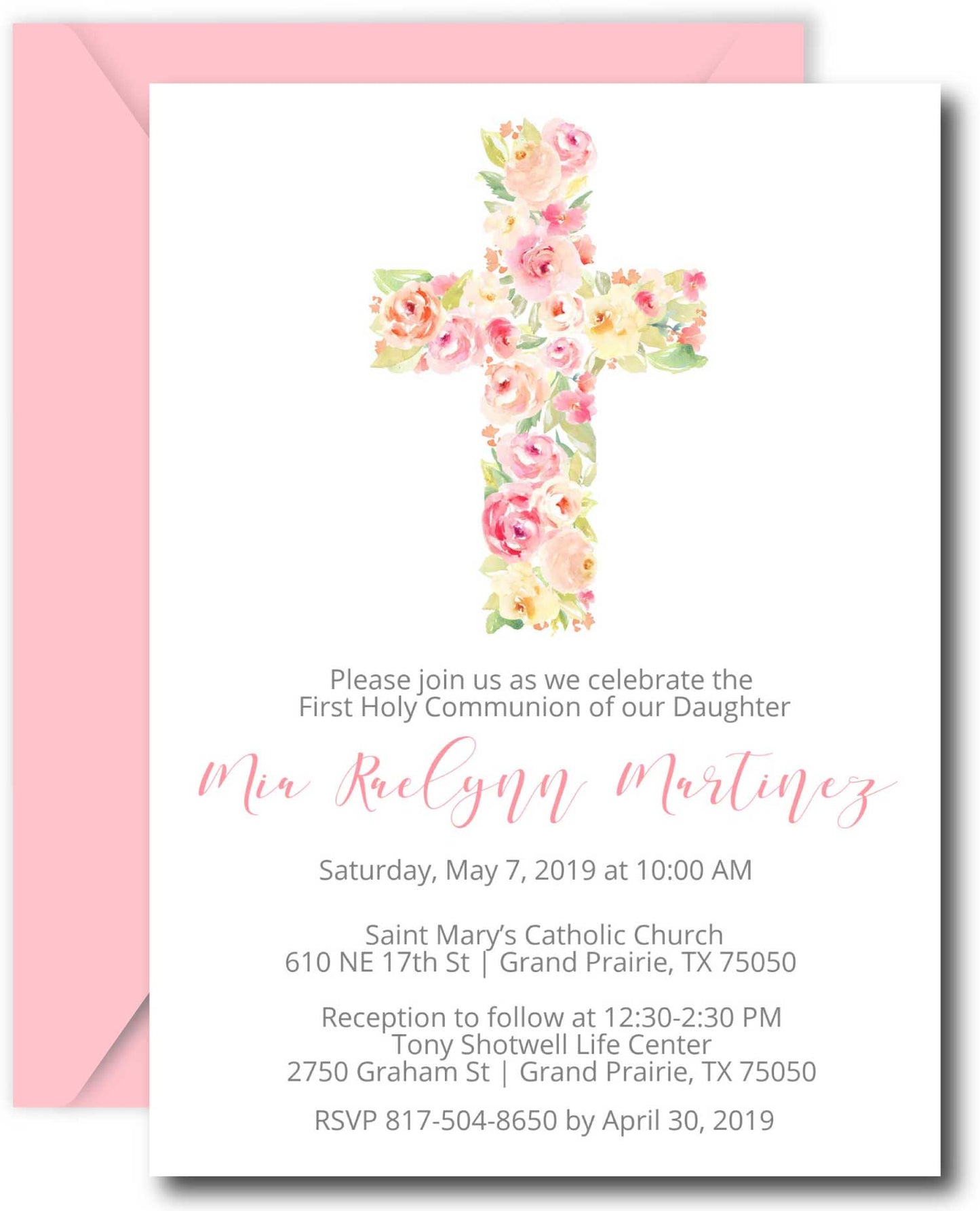 Cross First Communion Invitations