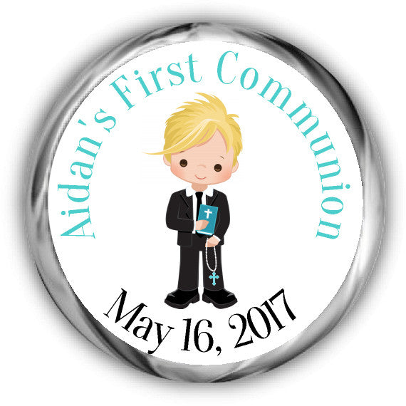 Boy First Communion Kisses Stickers Blonde