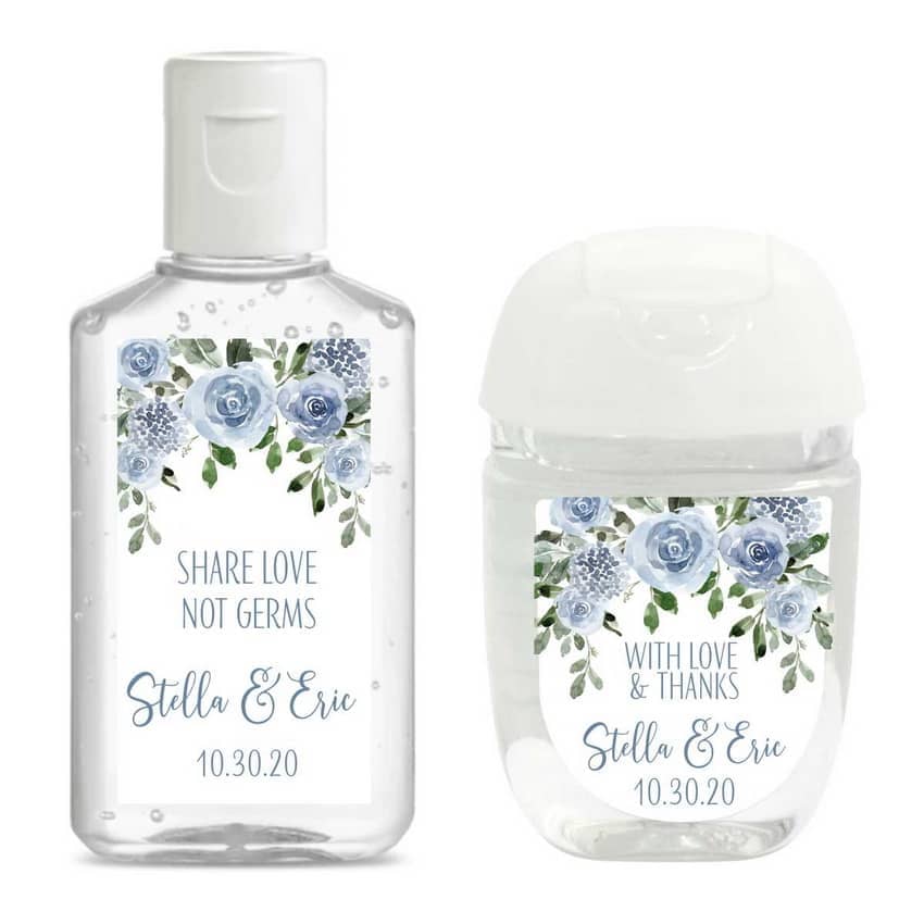 Dusty Blue Wedding Hand Sanitizer Labels