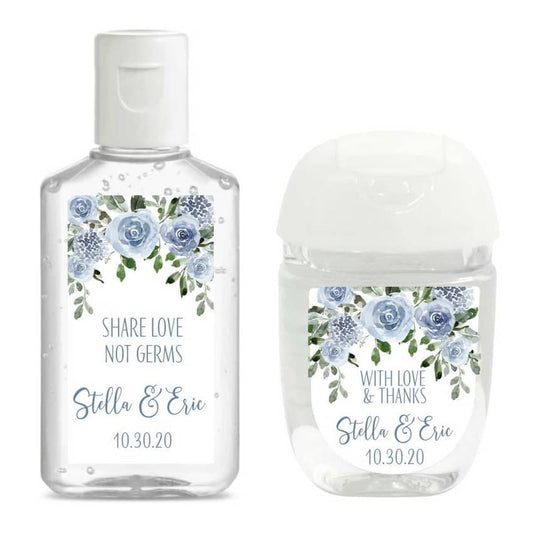 Dusty Blue Wedding Hand Sanitizer Labels