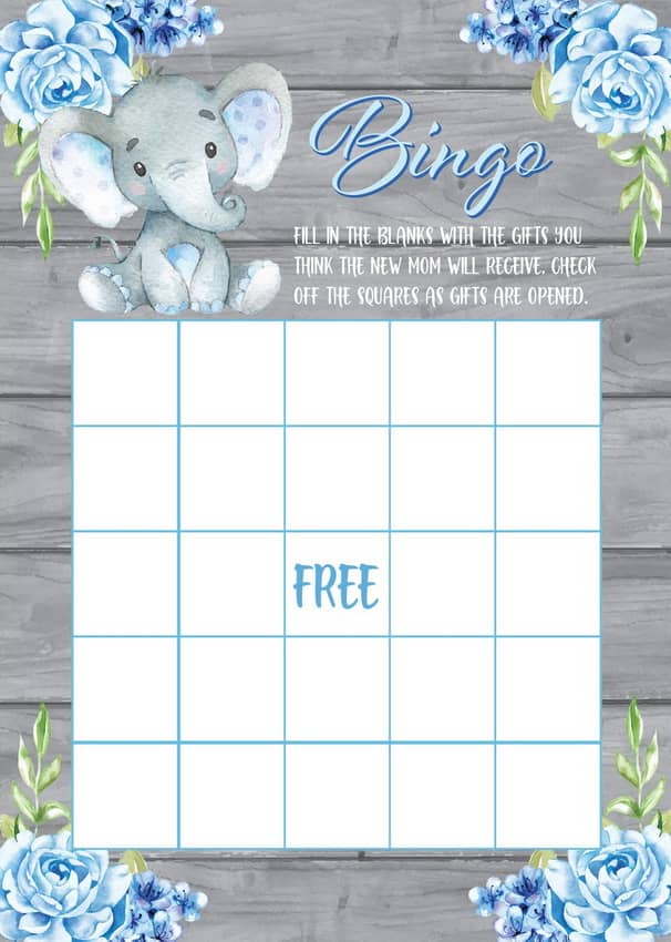 Elephant Baby Shower Games Printable Pack, Blue Grey Baby Shower Games –  Studio 118