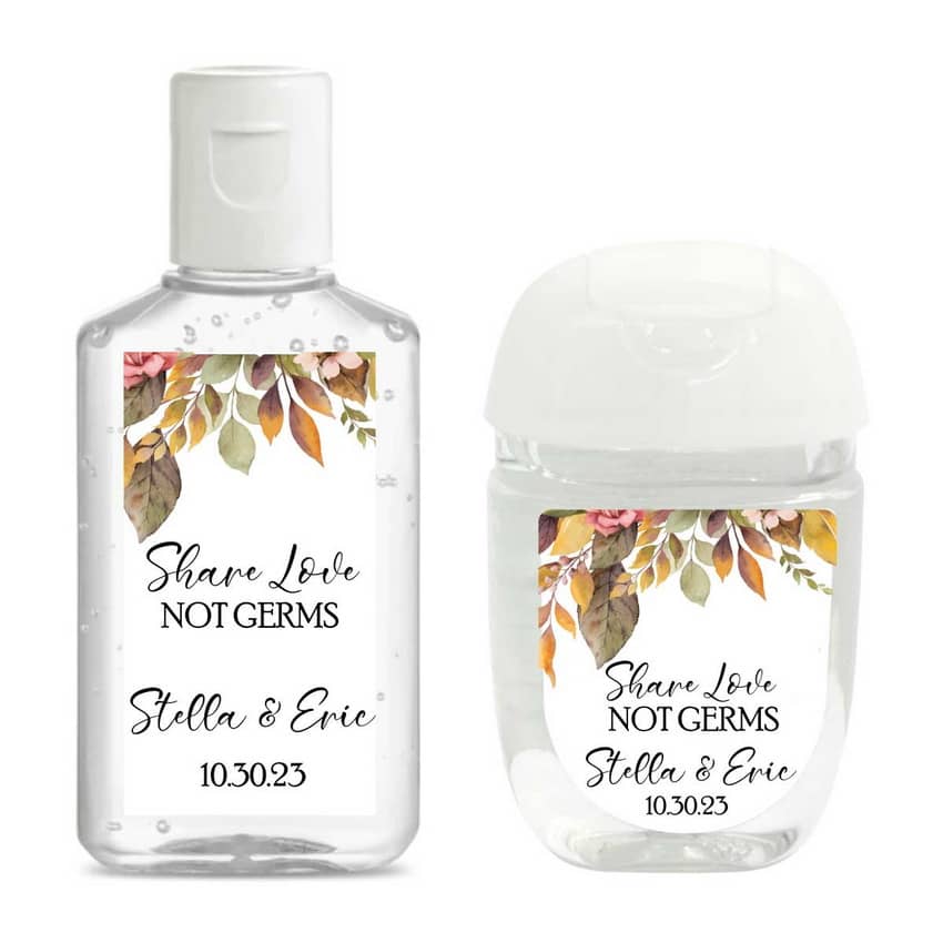 Fall Wedding Hand Sanitizer Labels