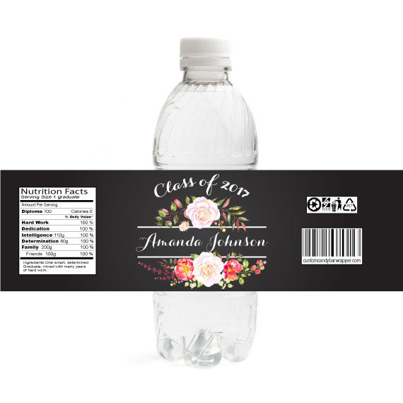Floral Graduation Bottle Label