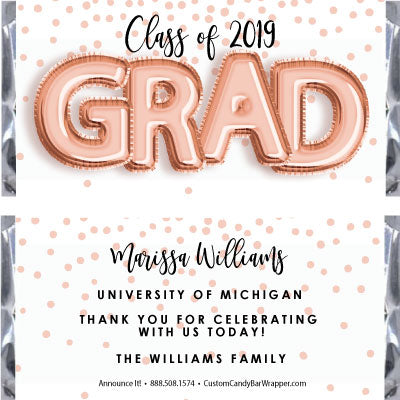 Foil Grad Graduation Candy Bar Wrappers - Rose Gold