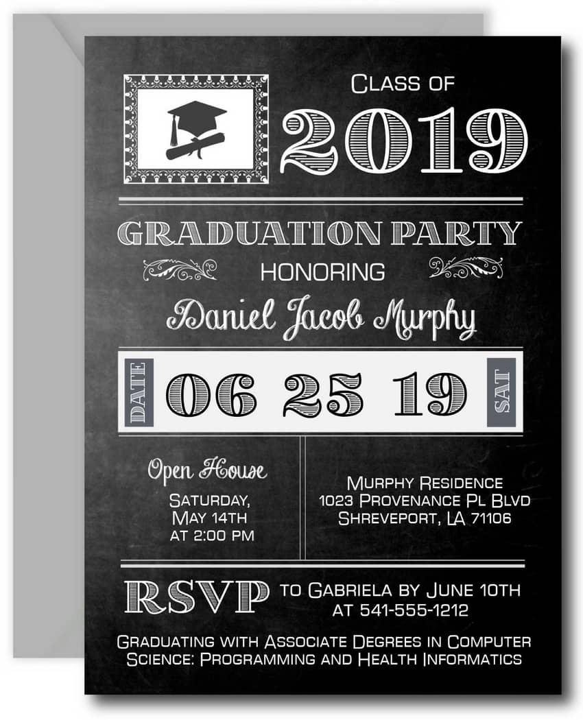Vintage Chalkboard Graduation Invitations