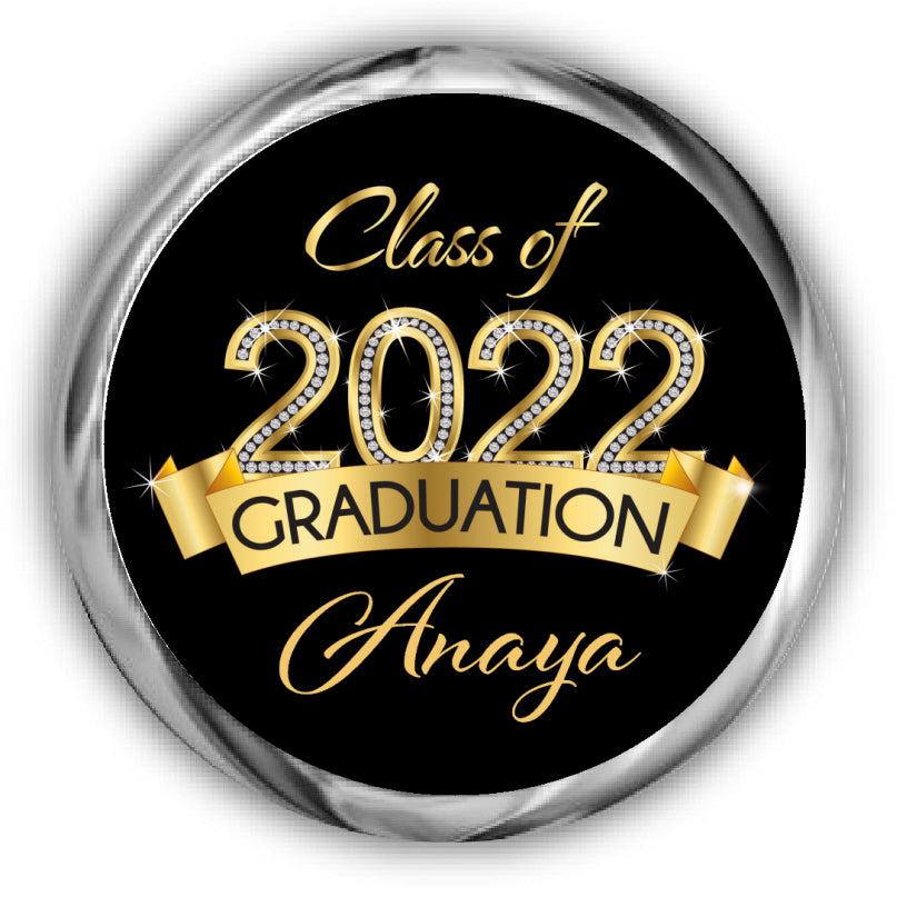 Gold Diamond Graduation Kisses Stickers