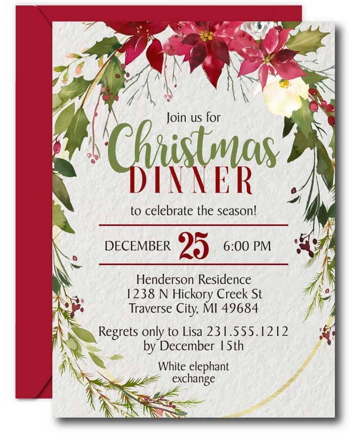 Holly Christmas Invitations