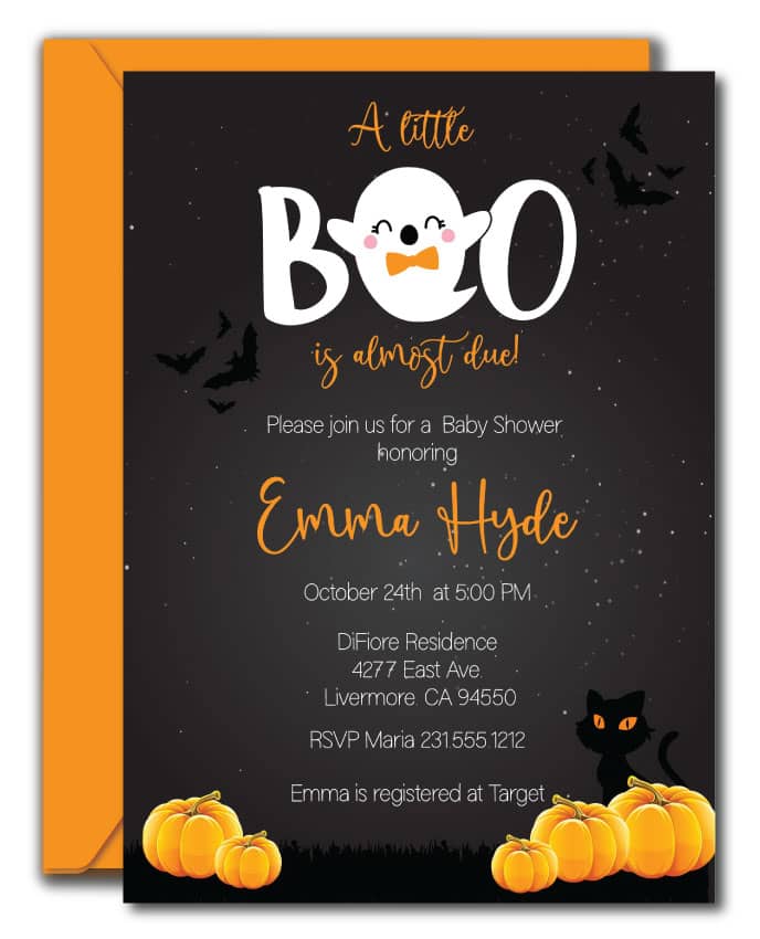 A Little Boo Halloween Shower Invitations - Boy