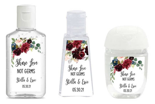 Marsala Wedding Hand Sanitizer Labels