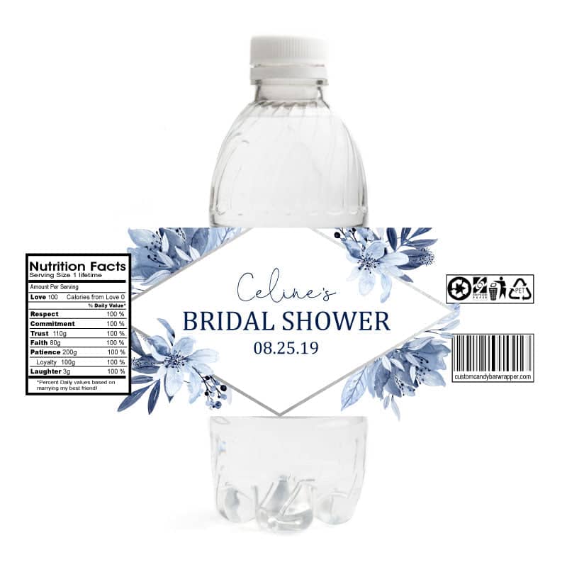 Navy Bridal Shower Water Bottle Labels