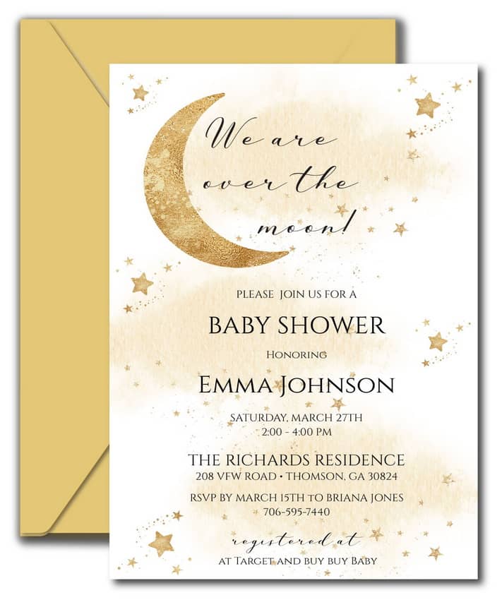 Over the Moon Baby Shower Invitations