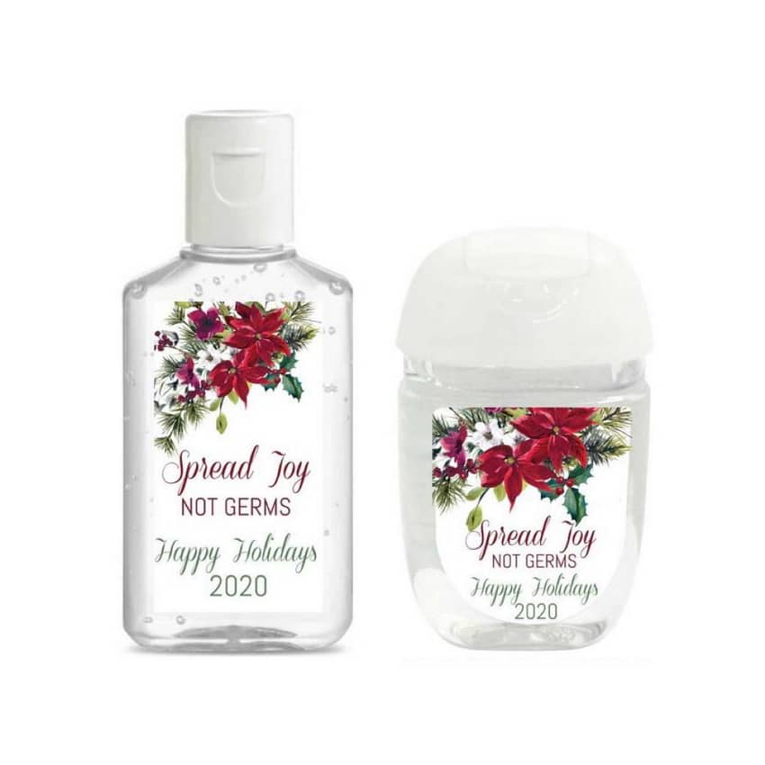 Poinsettia Christmas Hand Sanitizer Labels