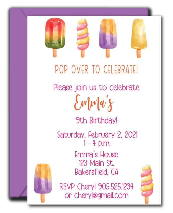 Popsicle Birthday Invitation