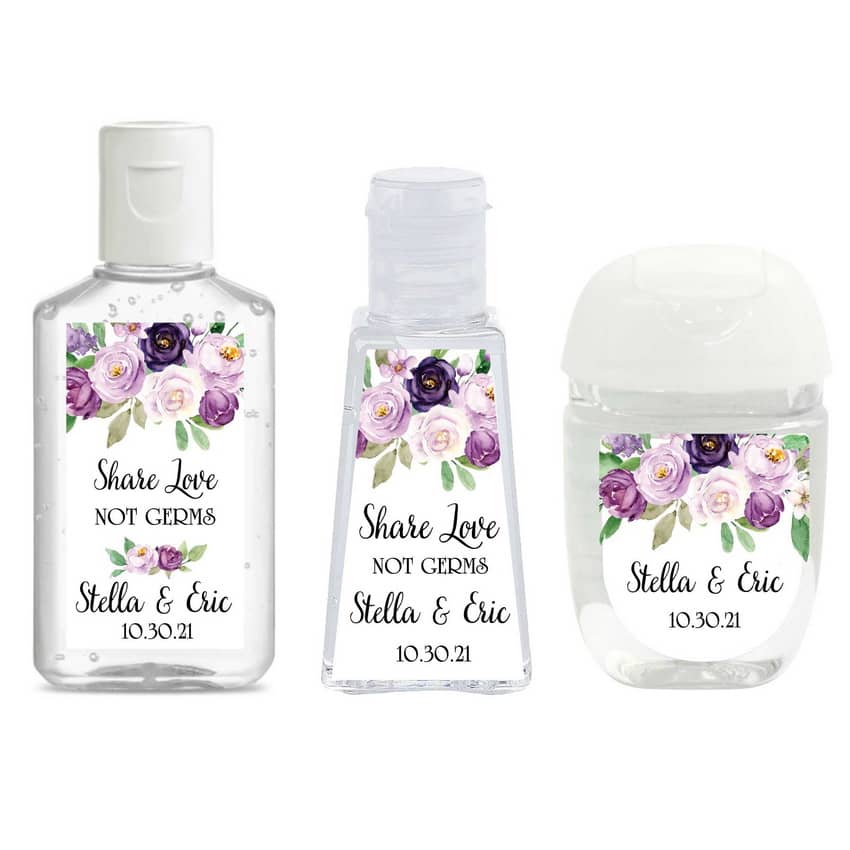 Purple Wedding Hand Sanitizer Labels