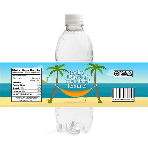 Hammock Retirement Water Bottle Labels