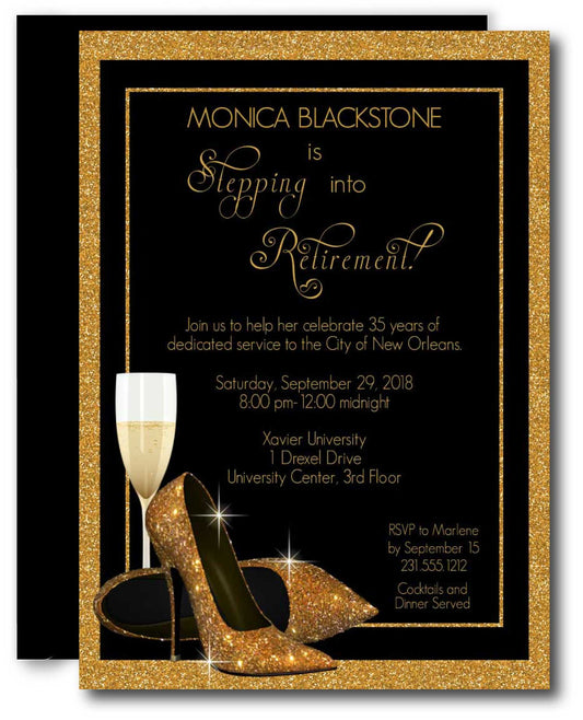 Gold Shoes Retirement Invitation