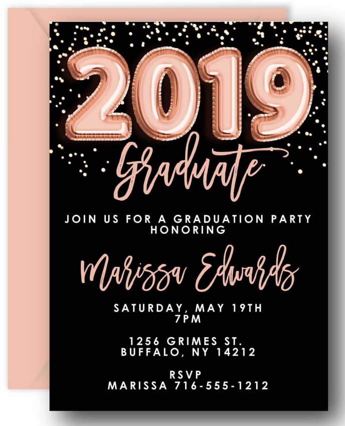 Rose Gold Graduation Invitations