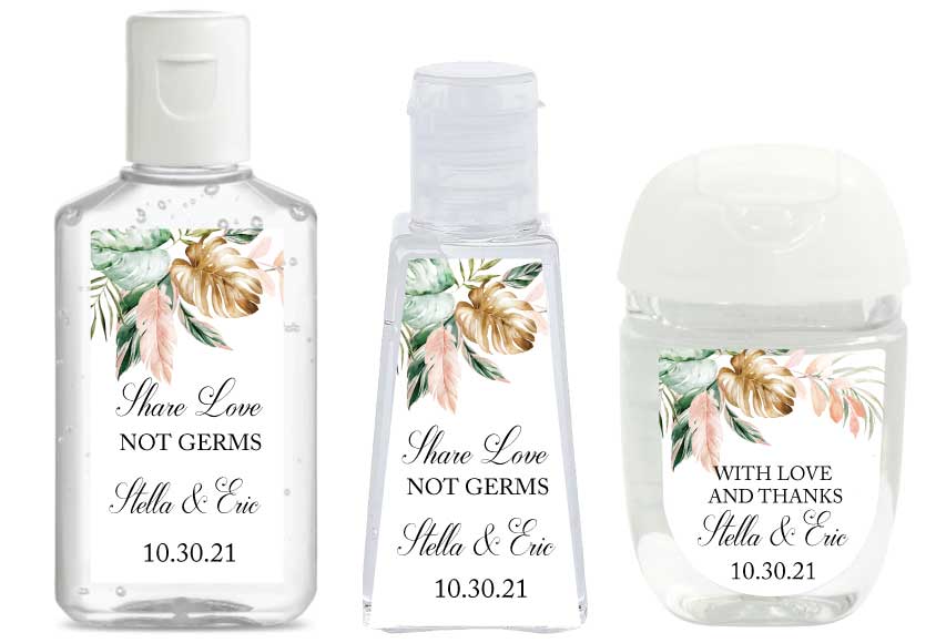 Tropical Wedding Hand Sanitizer Labels