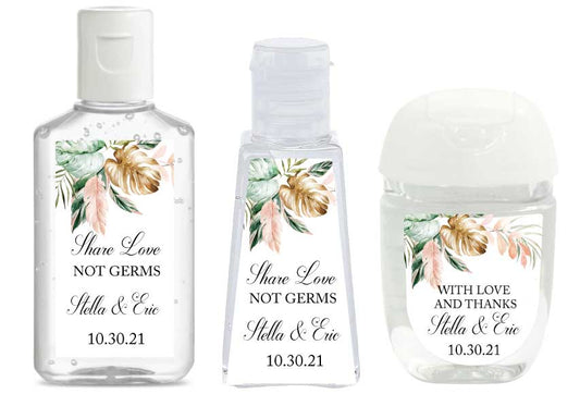 Tropical Wedding Hand Sanitizer Labels