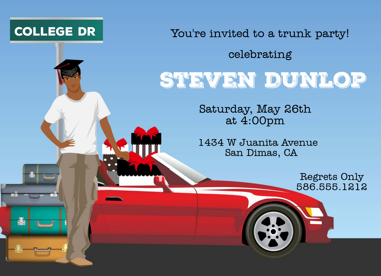 College Trunk Party Invitations - Darker