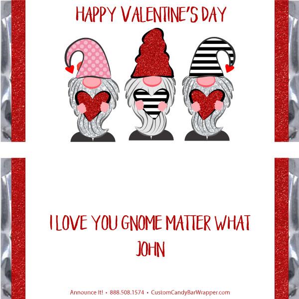 Gnomes Valentine's Day Candy Bar Wrappers