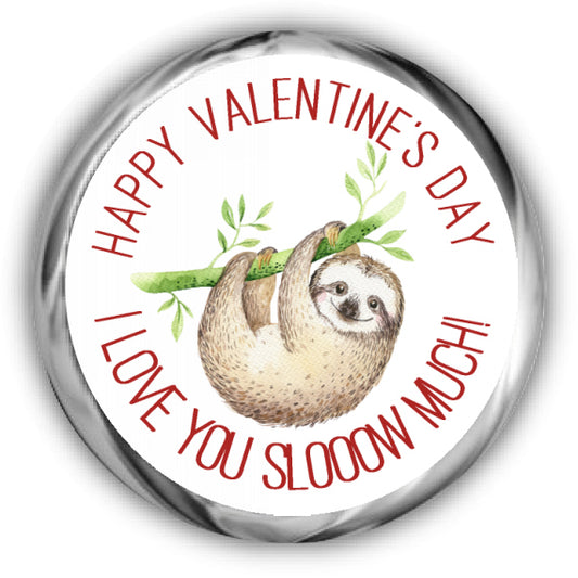 Sloth Valentine's Day Kisses Stickers