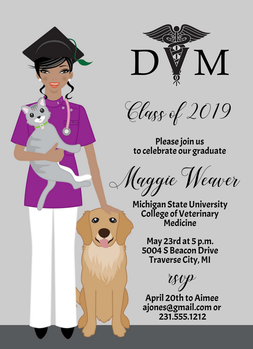 Veterinary School Graduation Invitation - Darker