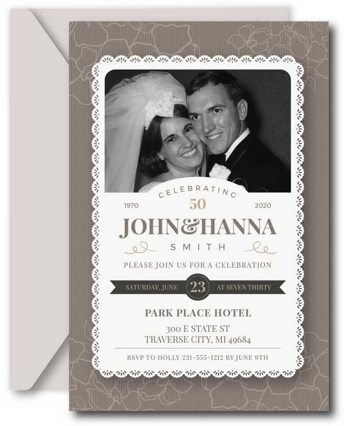 Vintage Photo Anniversary Invitations