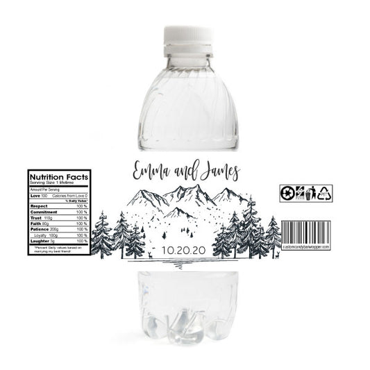 Mountains Wedding Water Bottle Labels