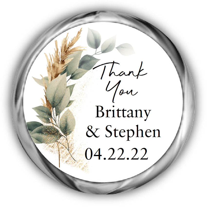 Boho Greenery Wedding Kisses Stickers