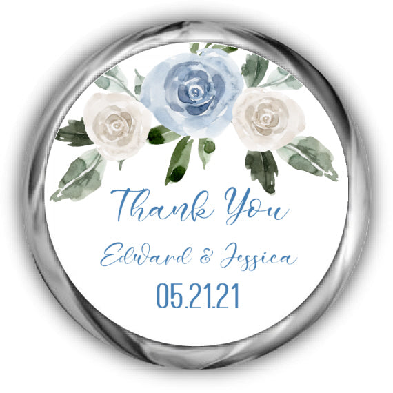 Dusty Blue Wedding Kisses Stickers