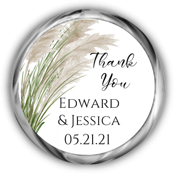Pampas Grass Wedding Kisses Stickers