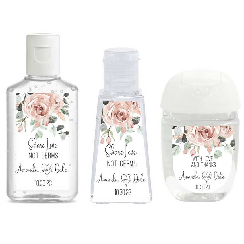 Dusty Rose Wedding Hand Sanitizer Labels