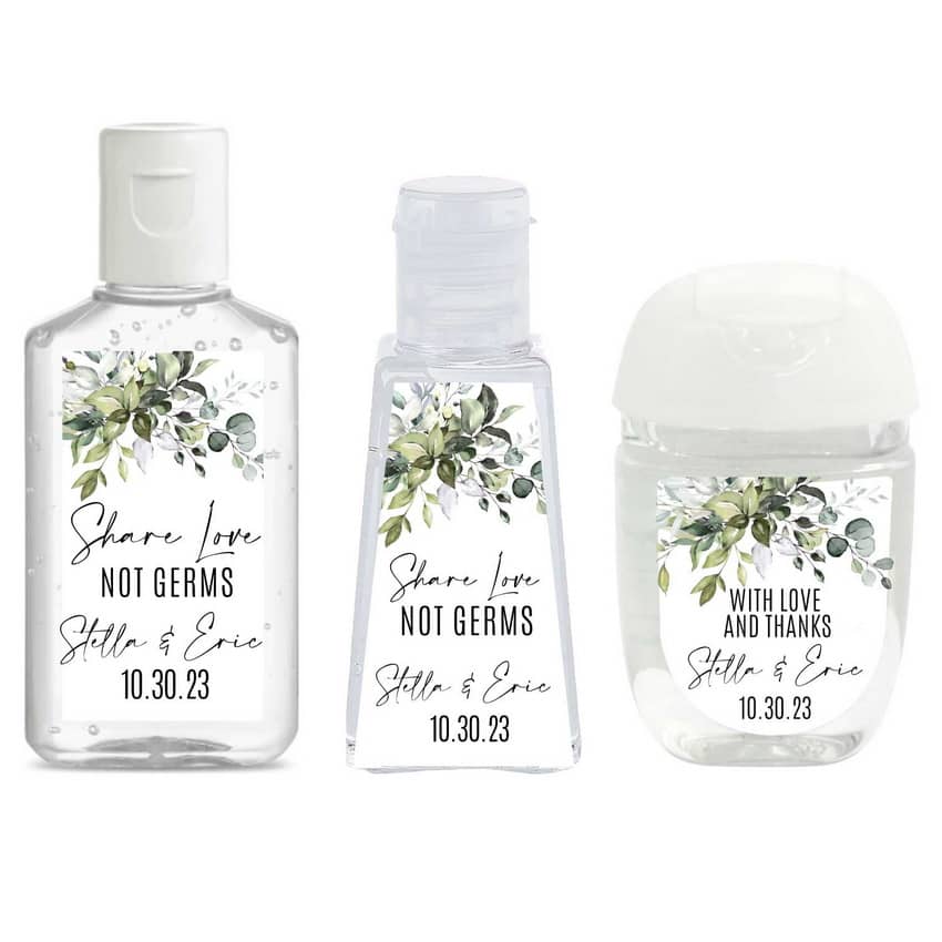 Greenery Wedding Hand Sanitizer Labels