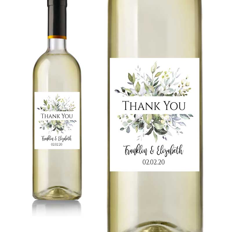 Greenery Wedding Wine Labels