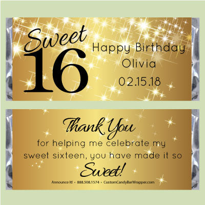 Sweet 16 Candy Bar Wrappers