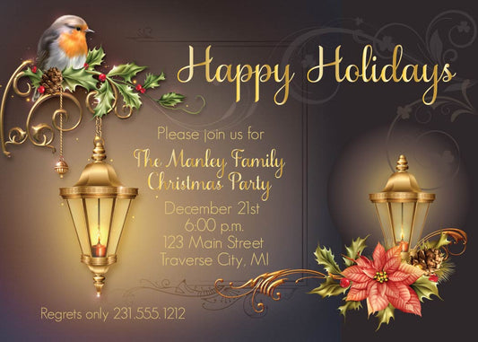 Lantern Christmas Party Invitations