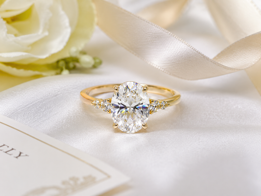 Moissanite engagement ring as an affordable alternative to a diamond ring