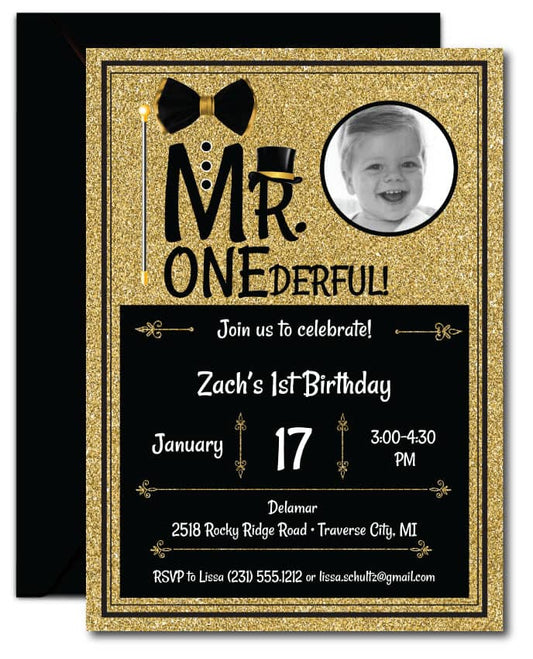 Mr. Onederful Birthday Invitations