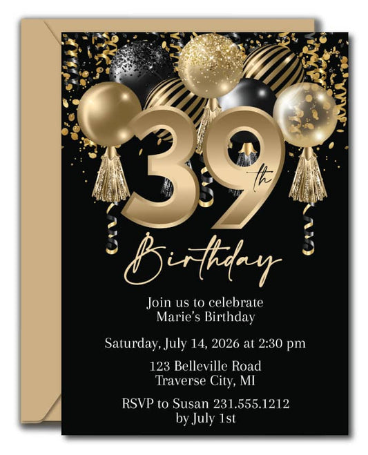 39th Birthday Invitations