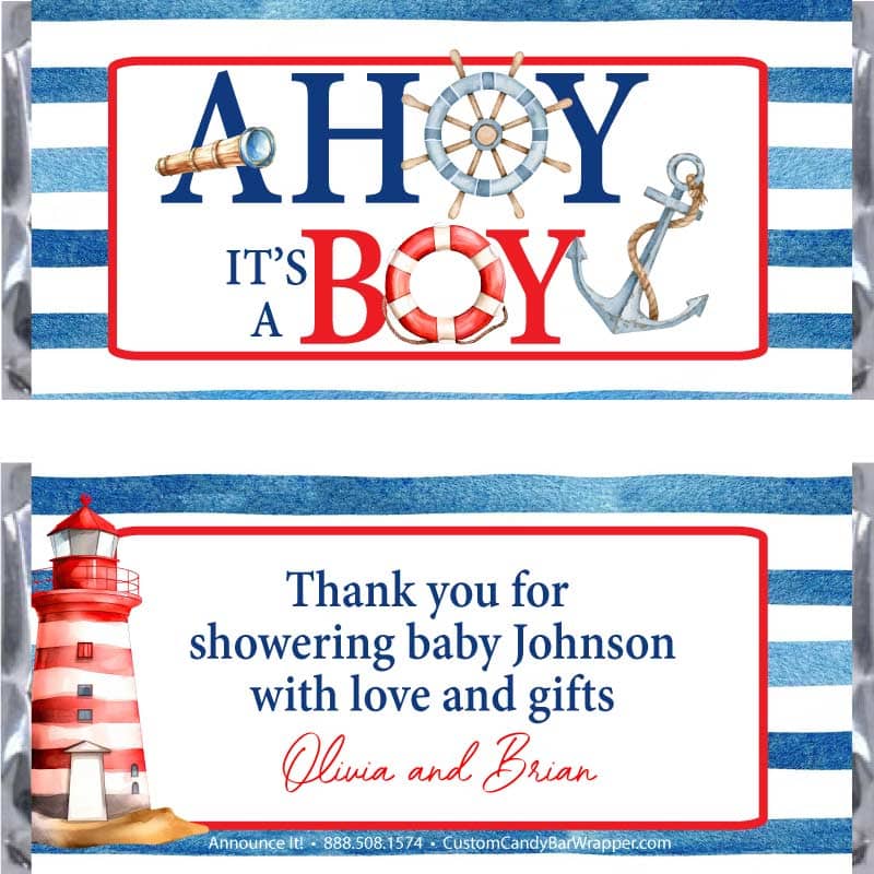 Ahoy Its a Boy Baby Shower Candy Bar Wrappers