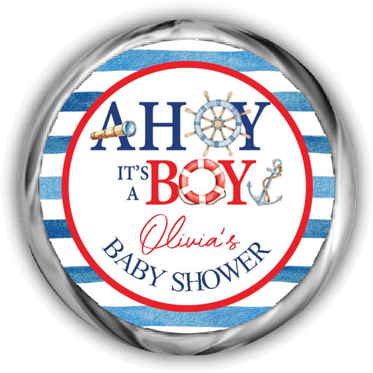 Ahoy Its a Boy Baby Shower Kisses Stickers
