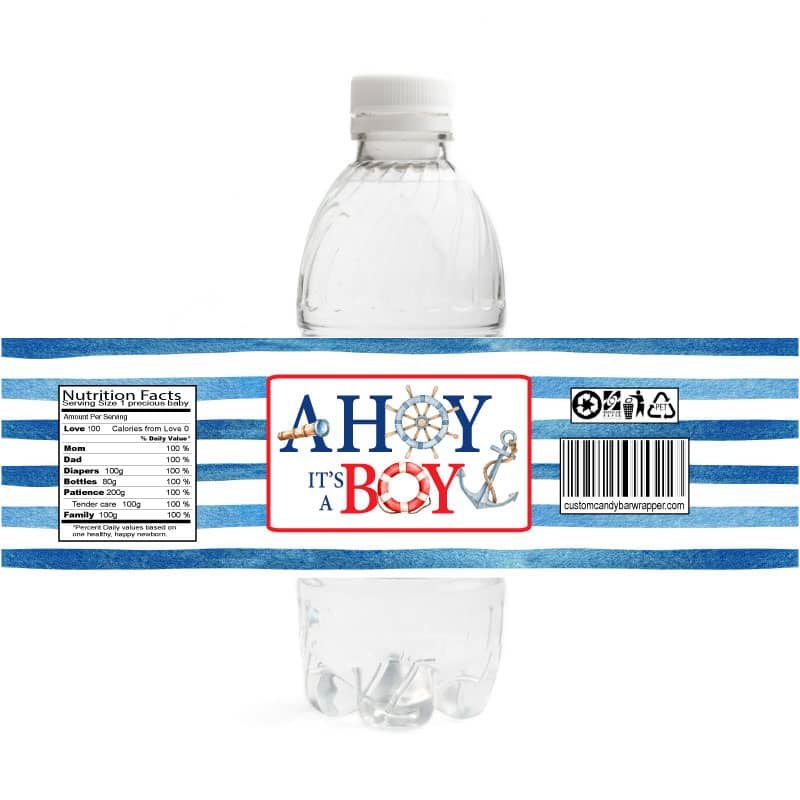 Ahoy Its a Boy Baby Shower Water Bottle Labels