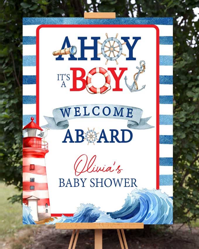 Ahoy Its a Boy Baby Shower Welcome Sign